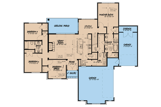 Floor Plan - Main Floor for European House Plan #923-62 - 4 bed, 2.5 bath