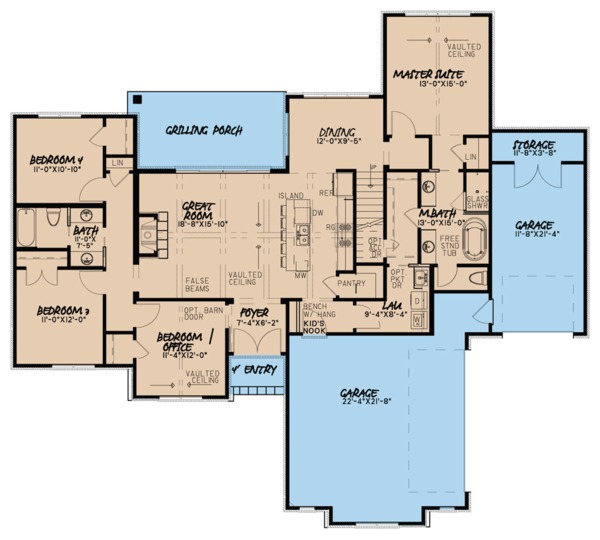 House Blueprint - European Floor Plan - Main Floor Plan #923-62