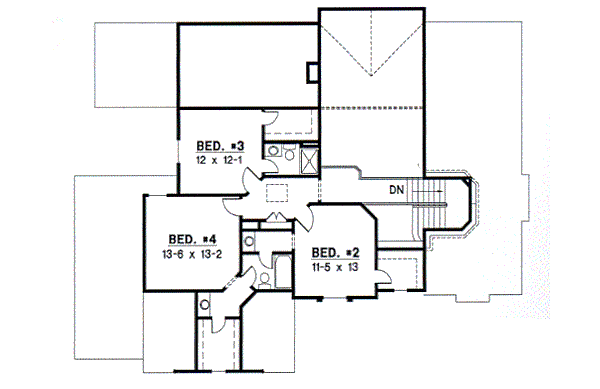 Traditional Floor Plan - Upper Floor Plan #67-416