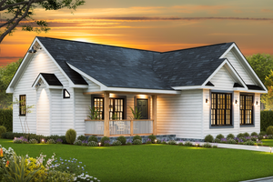 Exterior - Front Elevation 4 for Ranch House Plan #54-653 - 3 bed, 2 bath