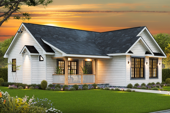 Exterior - Front Elevation 4 for Ranch House Plan #54-653 - 3 bed, 2 bath