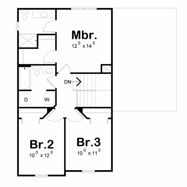 Dream House Plan - Floor Plan - Upper Floor for Farmhouse House Plan #20-2658 - 3 bed, 2.5 bath