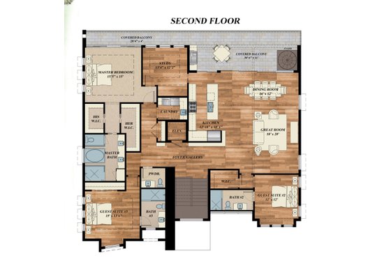 Floor Plan - Main Floor for Contemporary House Plan #548-39 - 3 bed, 3.5 bath