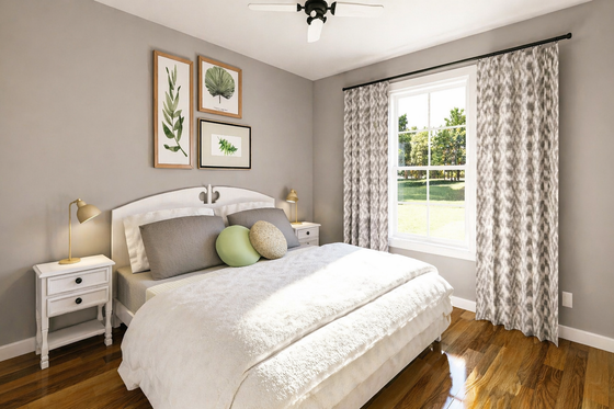 Interior - Bedroom 1 for Traditional House Plan #44-245 - 2 bed, 2 bath