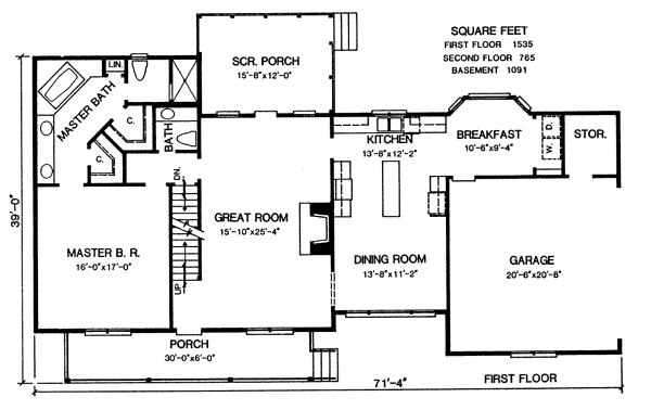Country Floor Plan - Main Floor Plan #10-243