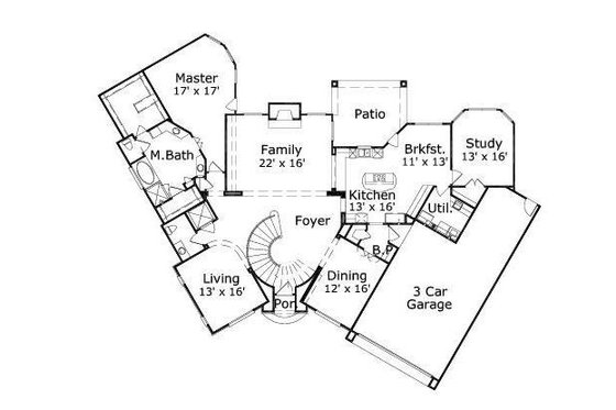 Floor Plan - Main Floor for European House Plan #411-481 - 3 bed, 3.5 bath
