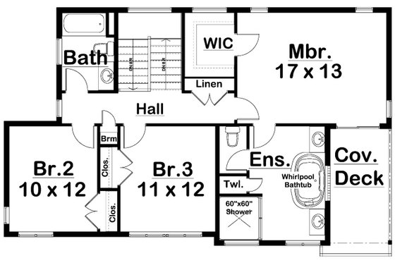 Floor Plan - Upper Floor for Contemporary House Plan #126-232 - 4 bed, 3.5 bath