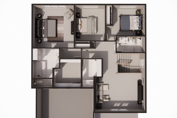 Floor Plan - Upper Floor 1 for Farmhouse House Plan #51-1526 - 4 bed, 2.5 bath
