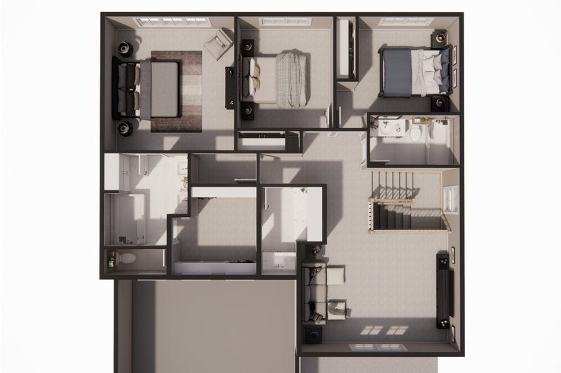 Architectural House Design - Floor Plan - Upper Floor 1 for Farmhouse House Plan #51-1526 - 4 bed, 2.5 bath