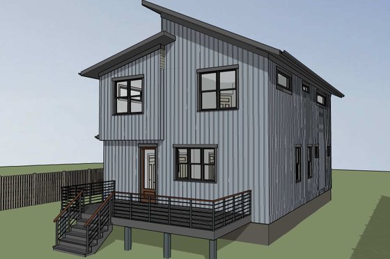 Exterior - Rear Elevation for Modern House Plan #79-366 - 4 bed, 3 bath
