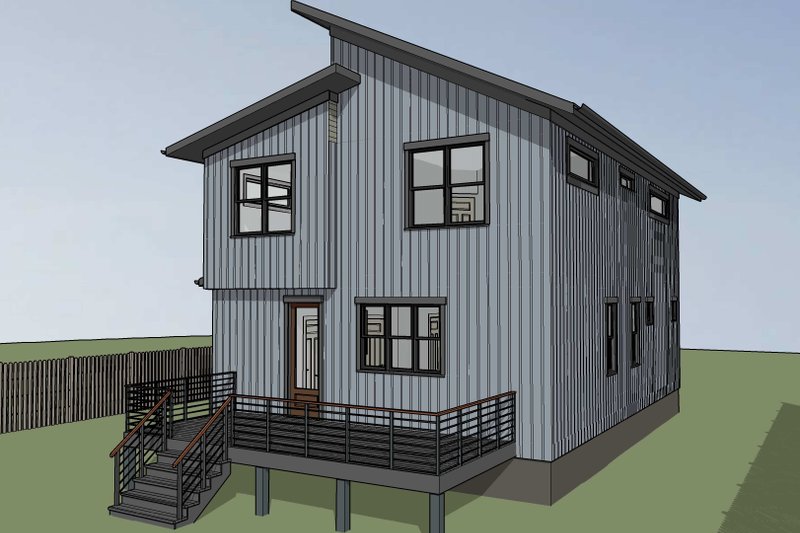 Home Plan - Exterior - Rear Elevation for Modern House Plan #79-366 - 4 bed, 3 bath
