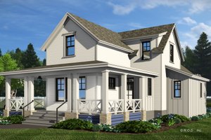 Exterior - Rear Elevation 1 for Farmhouse House Plan #51-1268 - 3 bed, 3.5 bath