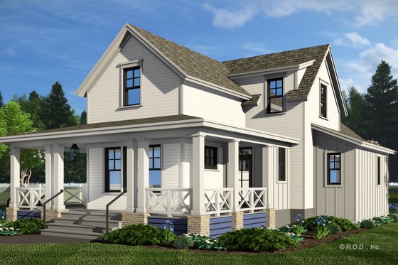 Exterior - Rear Elevation 1 for Farmhouse House Plan #51-1268 - 3 bed, 3.5 bath