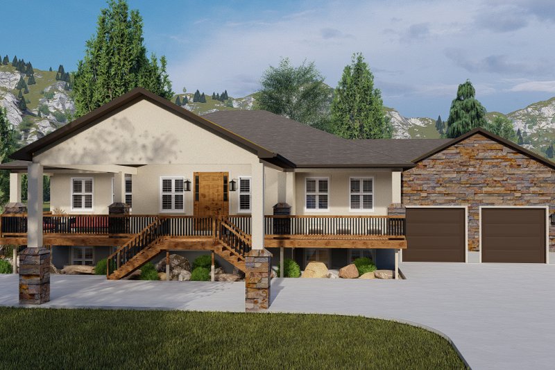 House Blueprint - Ranch Exterior - Front Elevation Plan #1060-21