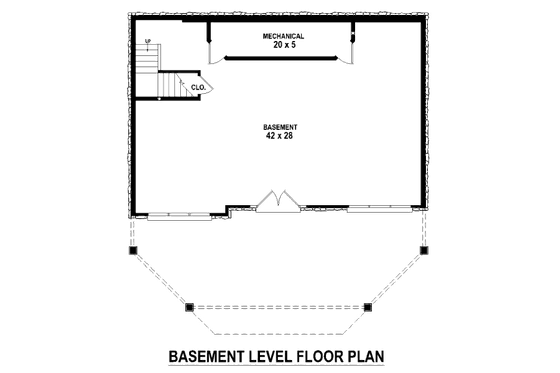 Floor Plan - Lower Floor for Bungalow House Plan #81-13871 - 1 bed, 2 bath