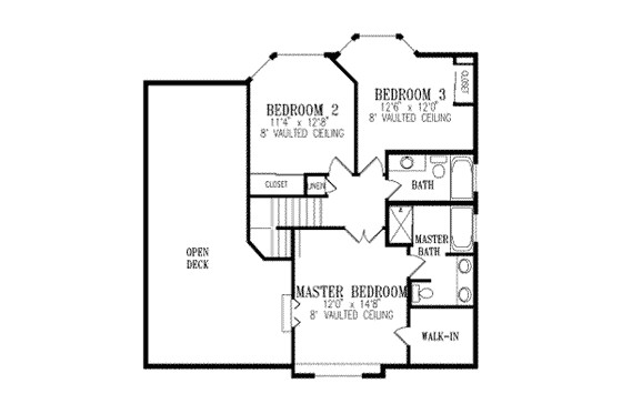 Floor Plan - Upper Floor for Adobe / Southwestern House Plan #1-429 - 4 bed, 3 bath