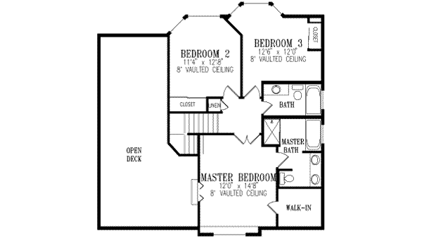 Adobe / Southwestern Floor Plan - Upper Floor Plan #1-429