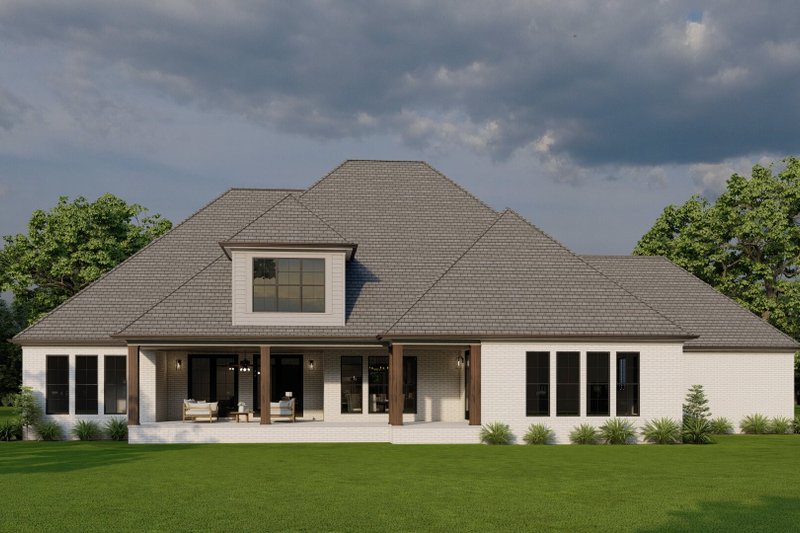 Architectural House Design - Exterior - Rear Elevation for European House Plan #923-437 - 3 bed, 3.5 bath