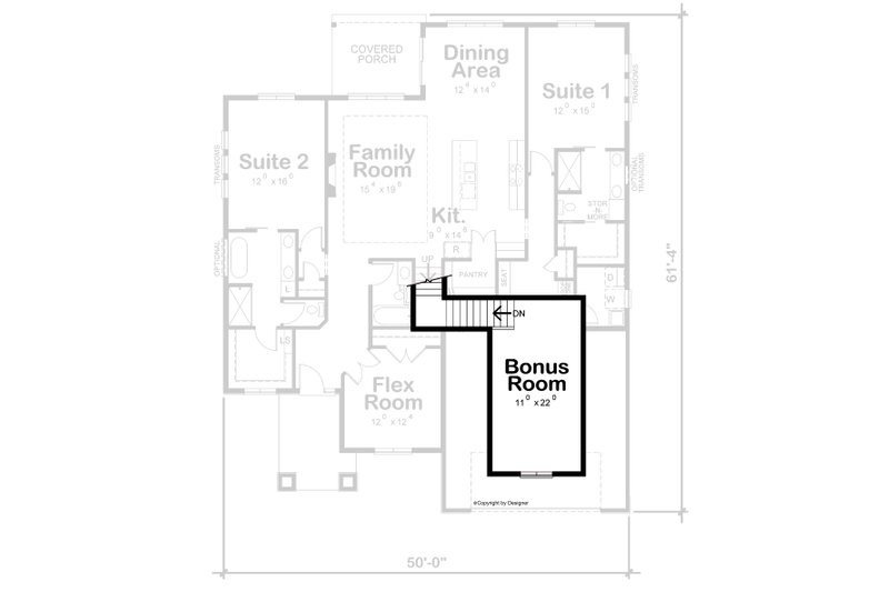 House Plan Design - Floor Plan - Upper Floor for Modern House Plan #20-2495 - 2 bed, 3 bath
