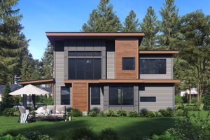 Exterior - Rear Elevation for Contemporary House Plan #1066-81 - 4 bed, 2.5 bath