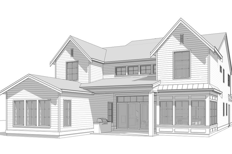Dream House Plan - Exterior - Rear Elevation 1 for Farmhouse House Plan #1114-21 - 4 bed, 4.5 bath