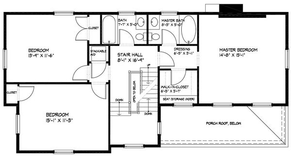 Colonial Floor Plan - Upper Floor Plan #477-2