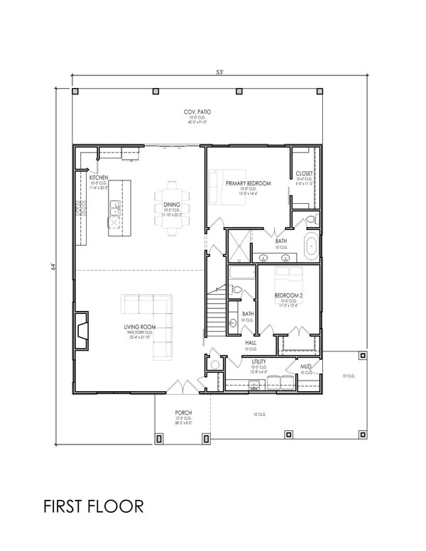 Dream House Plan - Floor Plan - Main Floor for Farmhouse House Plan #1119-13 - 5 bed, 4 bath
