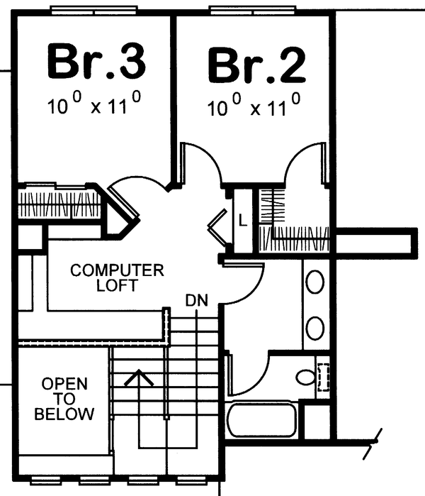 Home Plan - Floor Plan - Upper Floor for European House Plan #20-244 - 3 bed, 2.5 bath