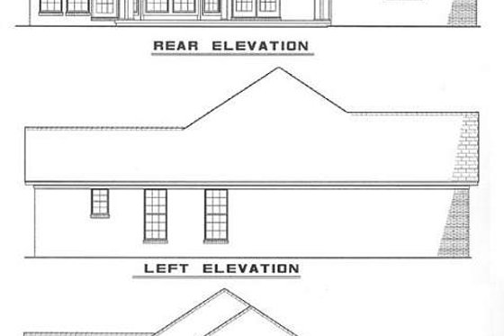 Exterior - Rear Elevation for Traditional House Plan #17-116 - 3 bed, 2 bath