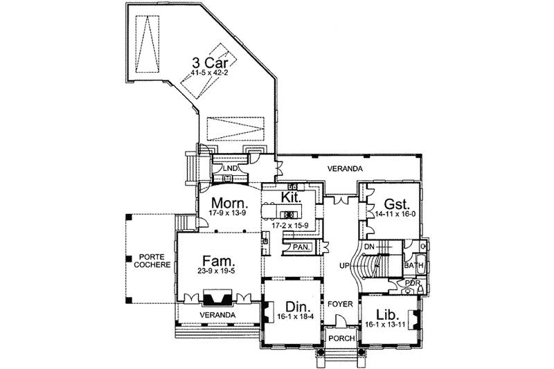 Architectural House Design - Floor Plan - Main Floor for European House Plan #119-190 - 4 bed, 5.5 bath