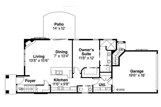 Floor Plan - Main Floor for Contemporary House Plan #124-1131 - 3 bed, 3 bath