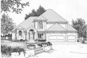 European Exterior - Front Elevation Plan #6-200