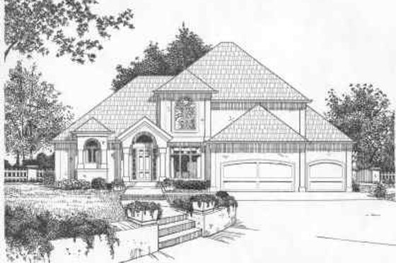 Exterior - Front Elevation for European House Plan #6-200 - 4 bed, 3.5 bath