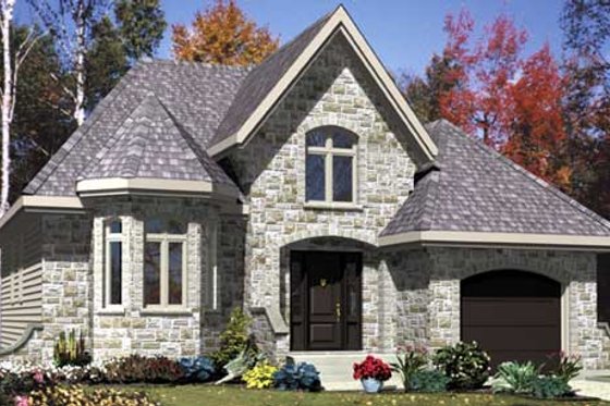 Exterior - Front Elevation for European House Plan #138-275 - 2 bed, 1 bath
