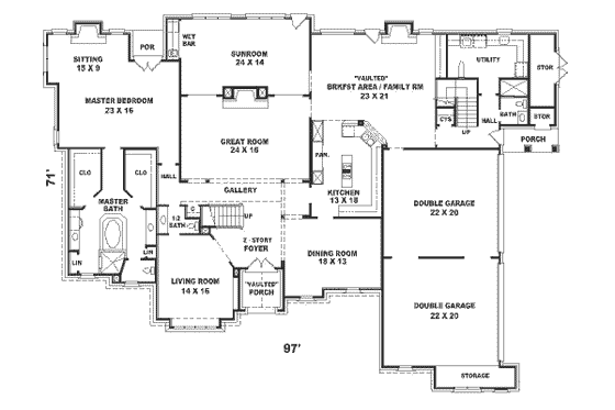 Floor Plan - Main Floor for European House Plan #81-412 - 6 bed, 6 bath