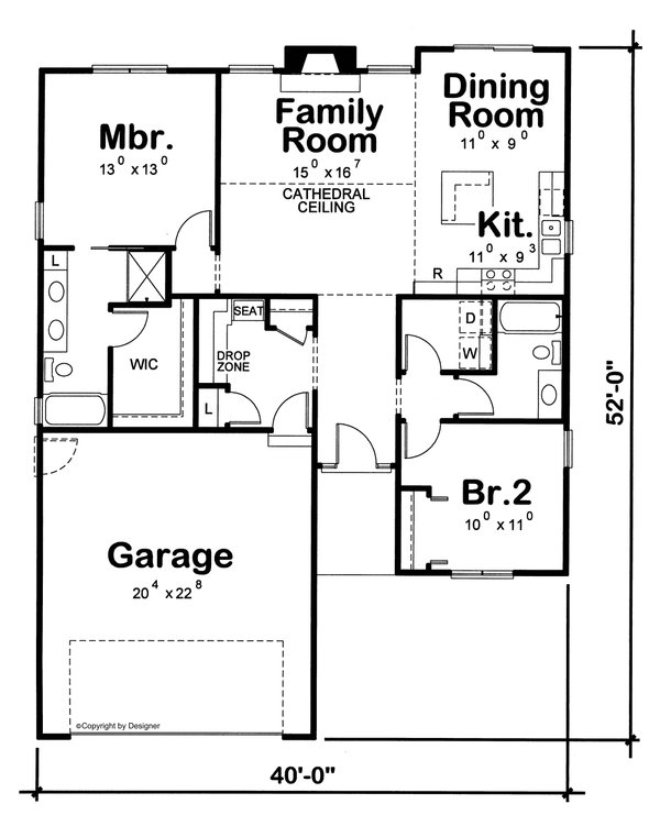 House Plan Design - Traditional Floor Plan - Main Floor Plan #20-1768