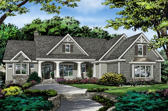 Exterior - Front Elevation 4 for Craftsman House Plan #929-1025 - 4 bed, 3 bath