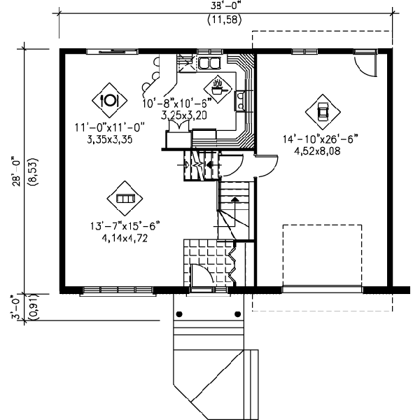 Traditional Floor Plan - Main Floor Plan #25-3001