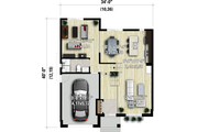 Contemporary Style House Plan - 2 Beds 1.5 Baths 1533 Sq/Ft Plan #25-4893 