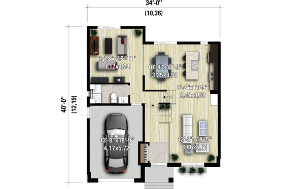 Floor Plan - Main Floor for Contemporary House Plan #25-4893 - 2 bed, 1.5 bath