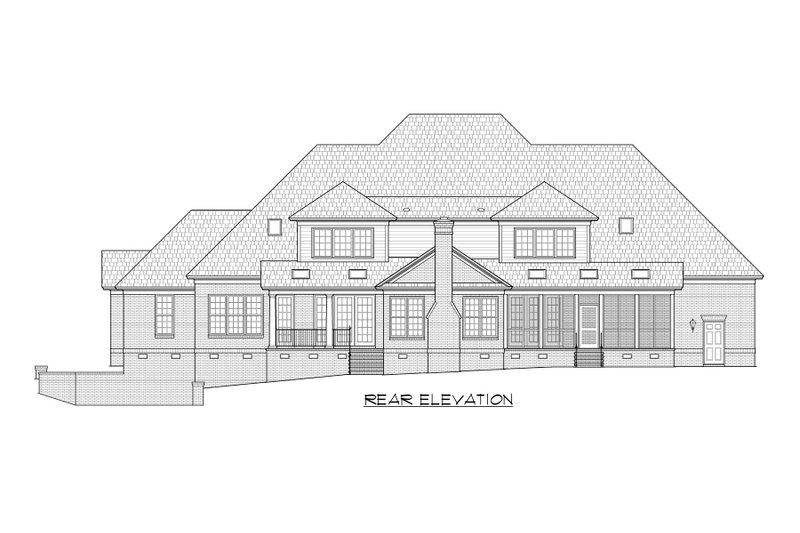 House Blueprint - Exterior - Rear Elevation for European House Plan #1054-76 - 5 bed, 5.5 bath