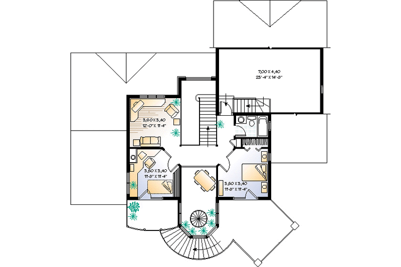 Dream House Plan - Floor Plan - Upper Floor for Country House Plan #23-251 - 3 bed, 2.5 bath