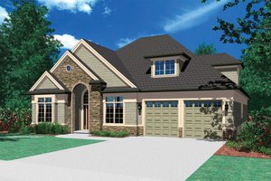 European Exterior - Front Elevation Plan #48-384
