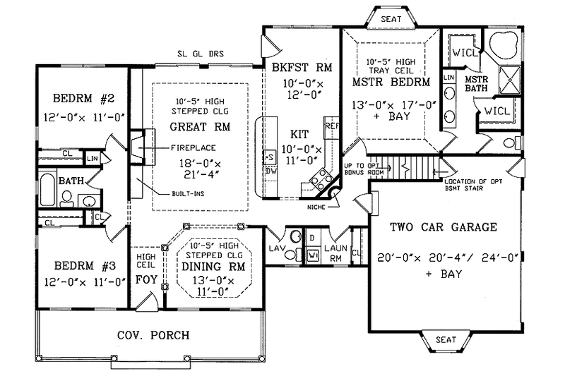 Home Plan - Floor Plan - Main Floor for Ranch House Plan #314-235 - 3 bed, 2.5 bath