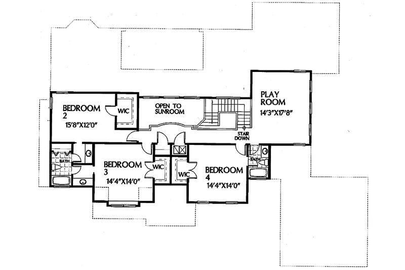 Home Plan - Floor Plan - Upper Floor for European House Plan #999-5 - 4 bed, 4.5 bath