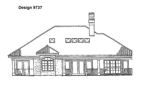 Exterior - Rear Elevation for Mediterranean House Plan #929-179 - 3 bed, 2 bath