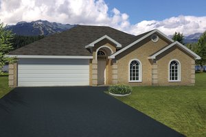 Adobe / Southwestern Exterior - Front Elevation Plan #1061-21