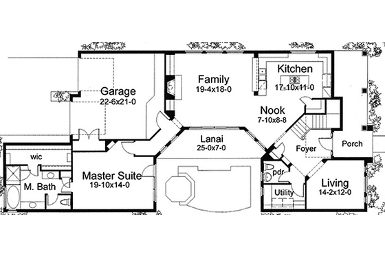 Floor Plan - Main Floor for European House Plan #120-222 - 4 bed, 3.5 bath