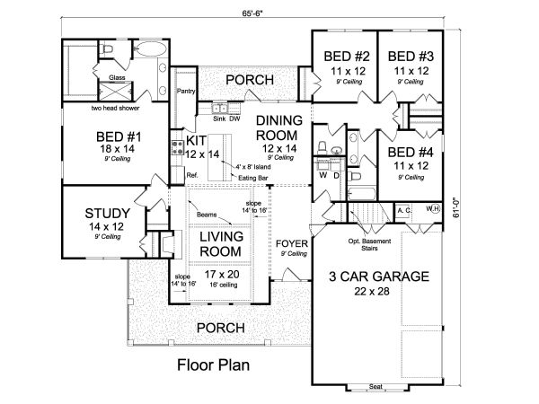 Dream House Plan - Ranch Floor Plan - Main Floor Plan #513-2170