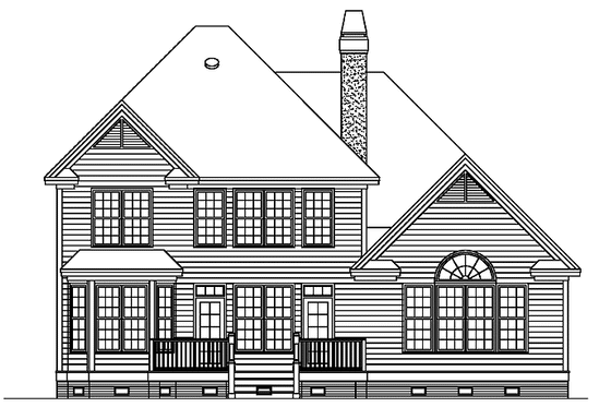 Exterior - Rear Elevation for Traditional House Plan #929-561 - 3 bed, 2.5 bath